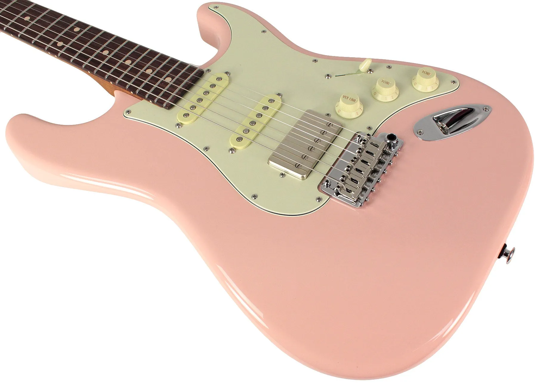 Suhr Select Classic S HSS Roasted Flamed Guitar, Shell Pink, Rosewood