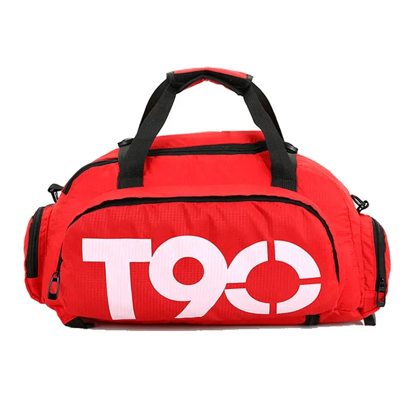 T90 Travel Duffle Gym Backpack Women Fitness Boston Luggage Handbag Sports Shoe Shoulder Weekend Big Tote Train Bag for Man