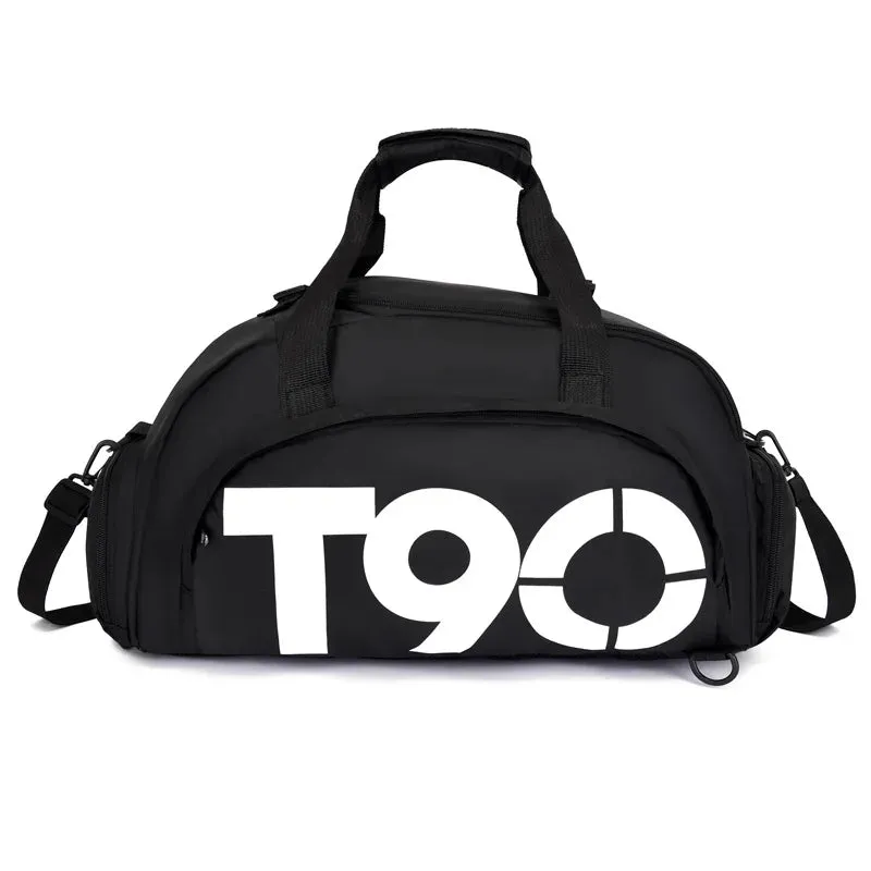 T90 Travel Duffle Gym Backpack Women Fitness Boston Luggage Handbag Sports Shoe Shoulder Weekend Big Tote Train Bag for Man