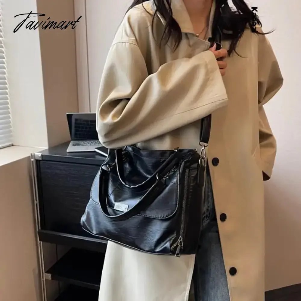 Tavimart Casuals Luxury Purses Shoulder Bag Solid Color New Designer Leather Handbag Women Work Crossbody Bag Trendy Large Capacity