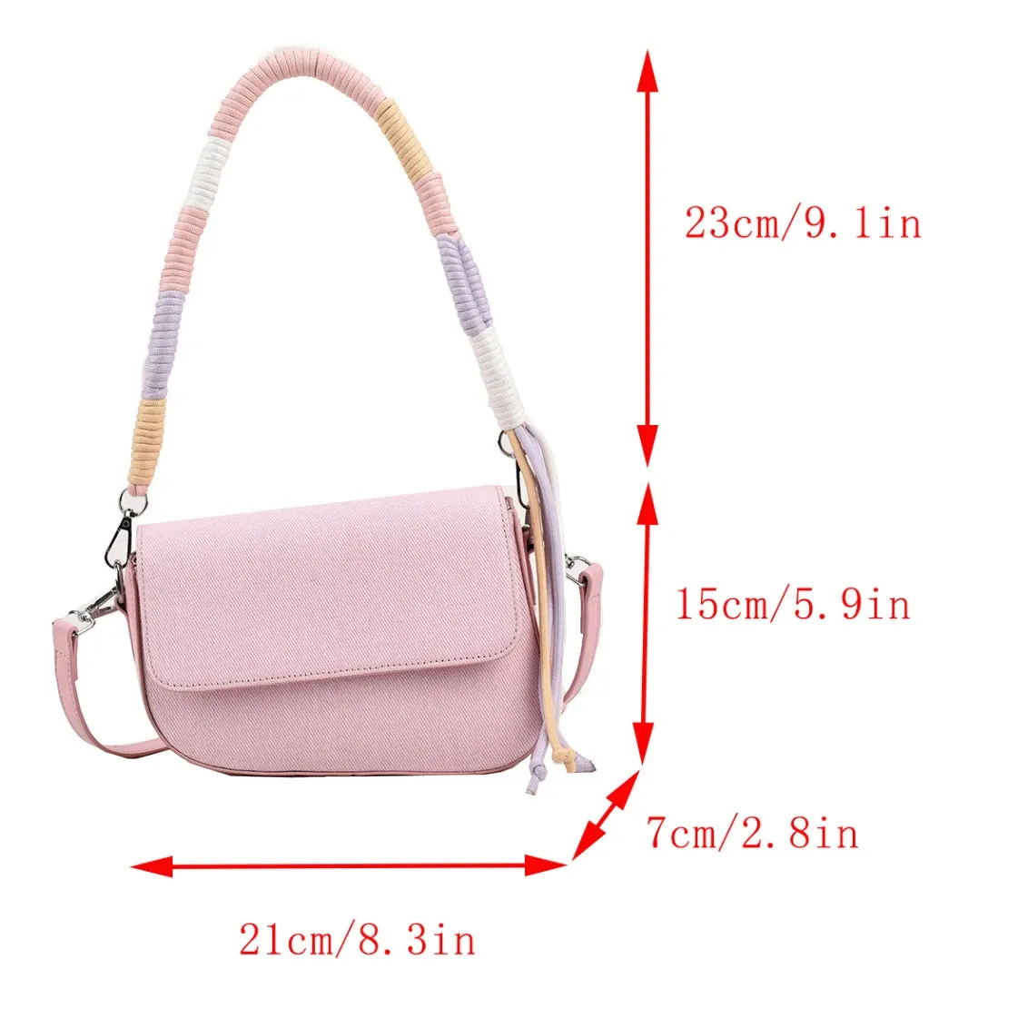 TAVIMART  -  Pink Fashion Tassel Shoulder Bag Brand Designer Saddle Bag For Women Flap Messenger Bag Female Travel Underarm Handbag Purse