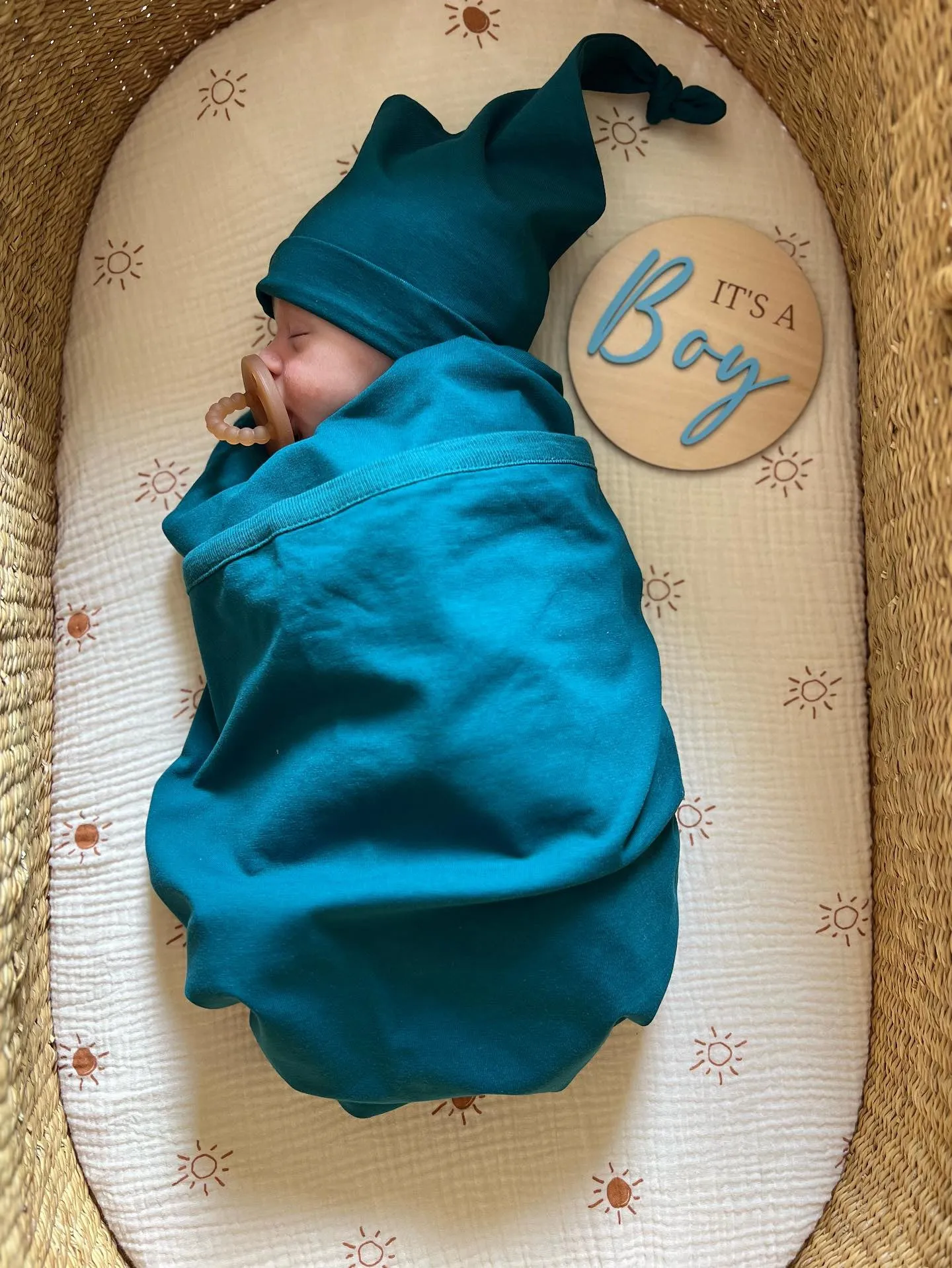 Teal Robe & Swaddle Blanket Set