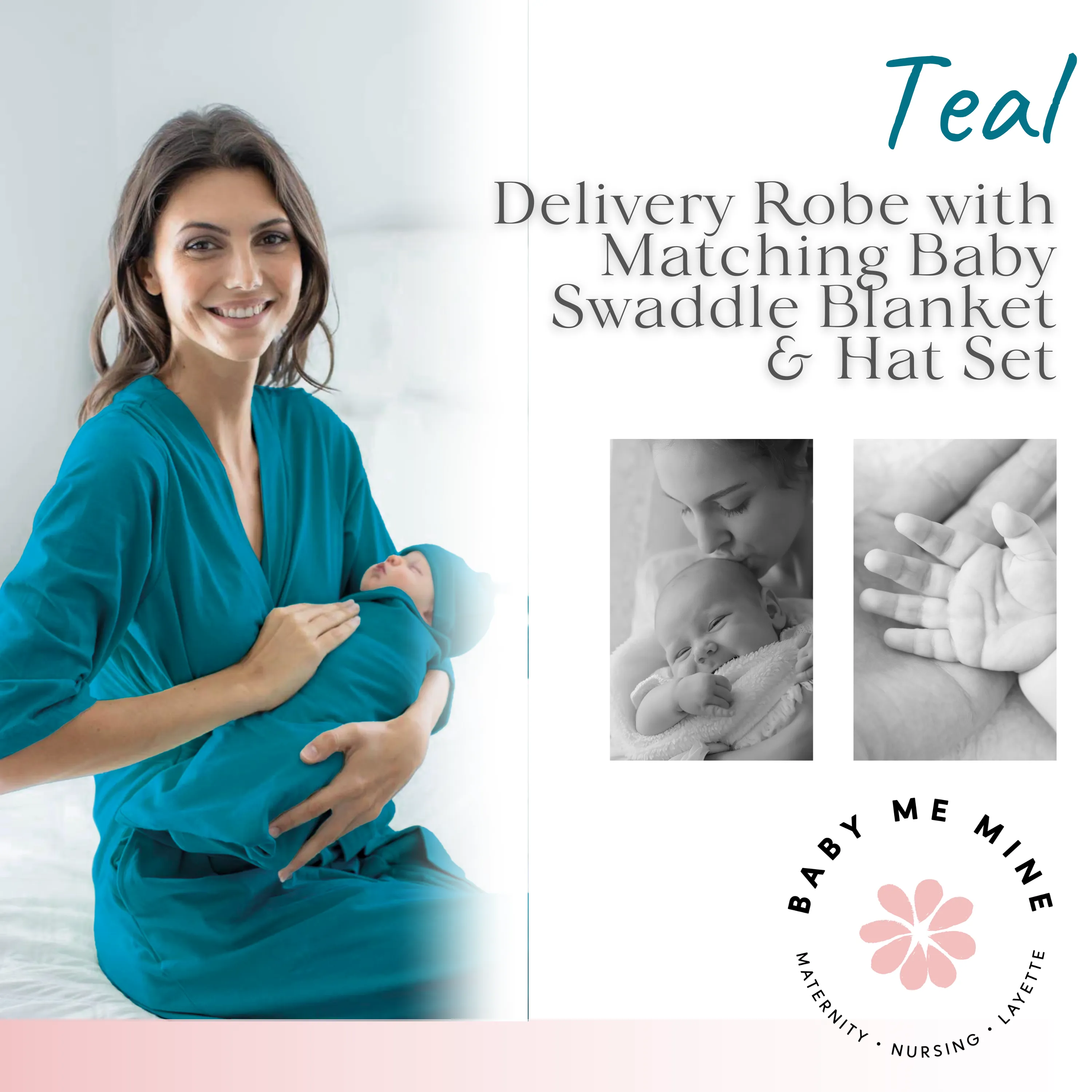 Teal Robe & Swaddle Blanket Set