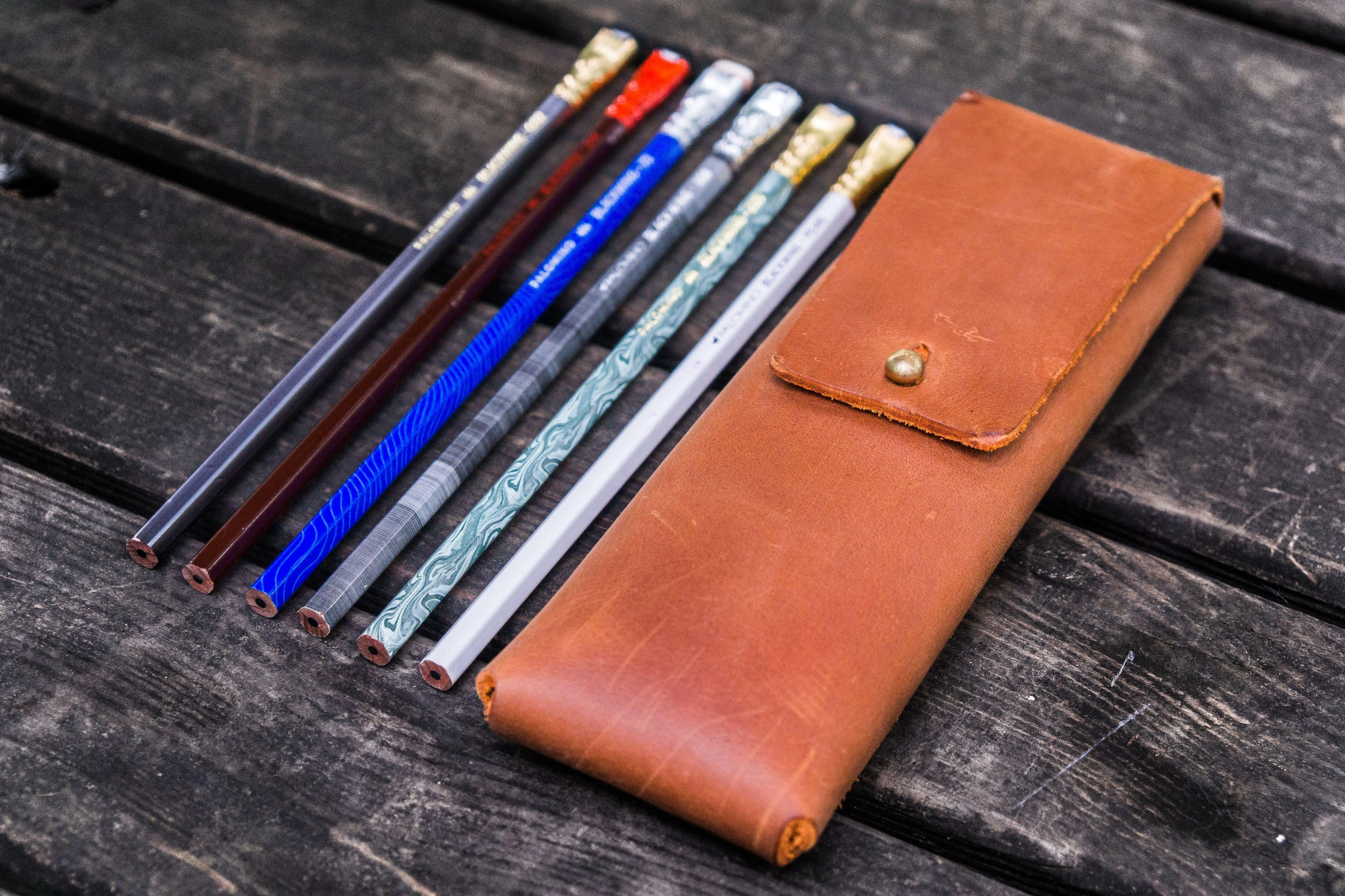 The Charcoal Leather Pencil Case for Blackwing Pencils - Crazy Horse Tan