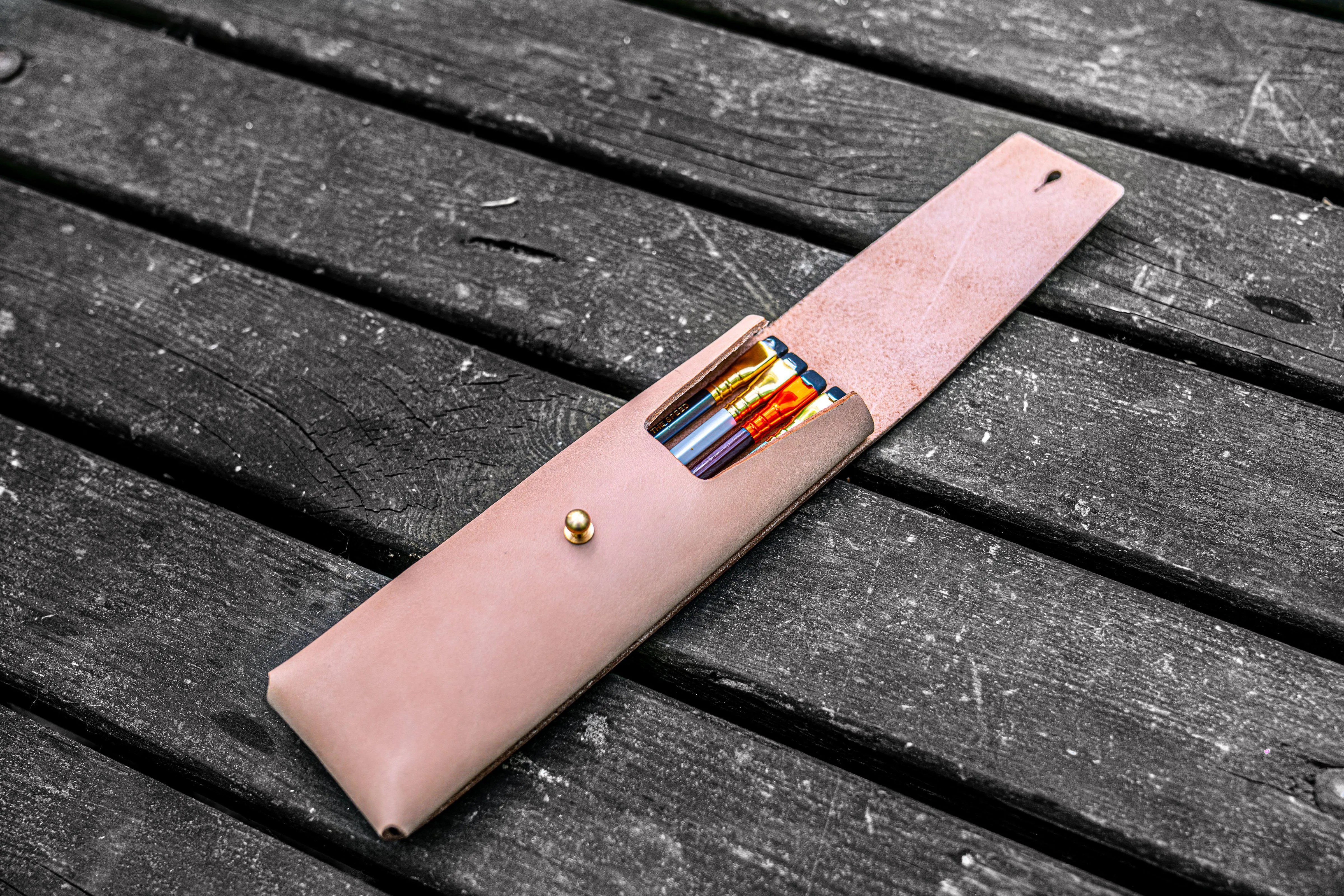 The Charcoal Leather Pencil Case for Blackwing Pencils - Undyed Leather