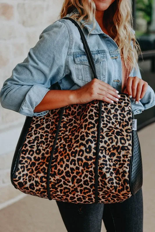 The Emma- Leopard Neoprene Bag