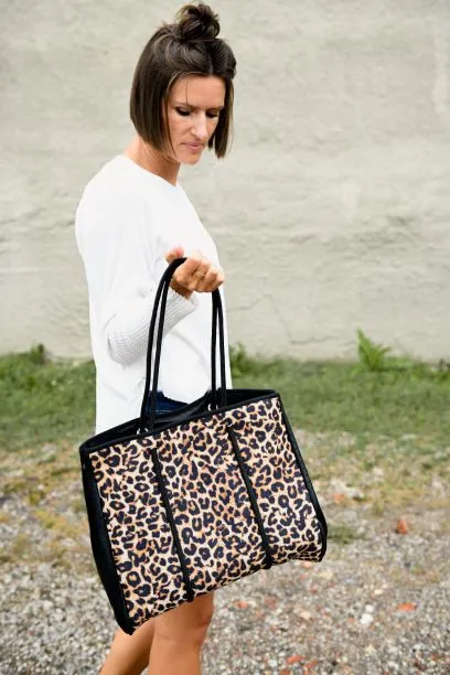 The Emma- Leopard Neoprene Bag