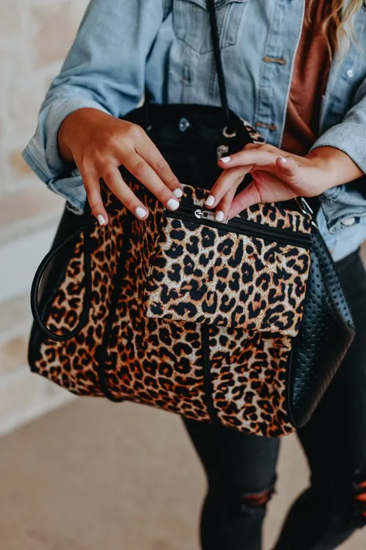 The Emma- Leopard Neoprene Bag