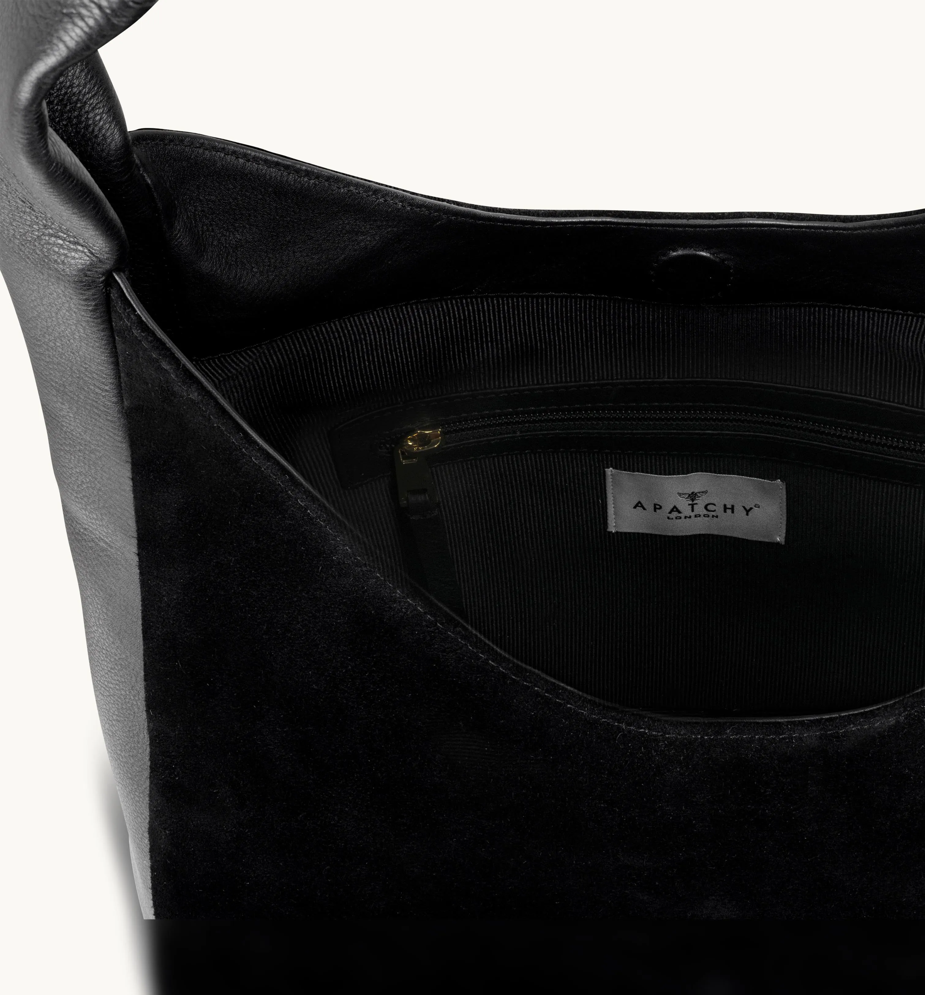 The Henry Black Leather And Suede Hobo Bag