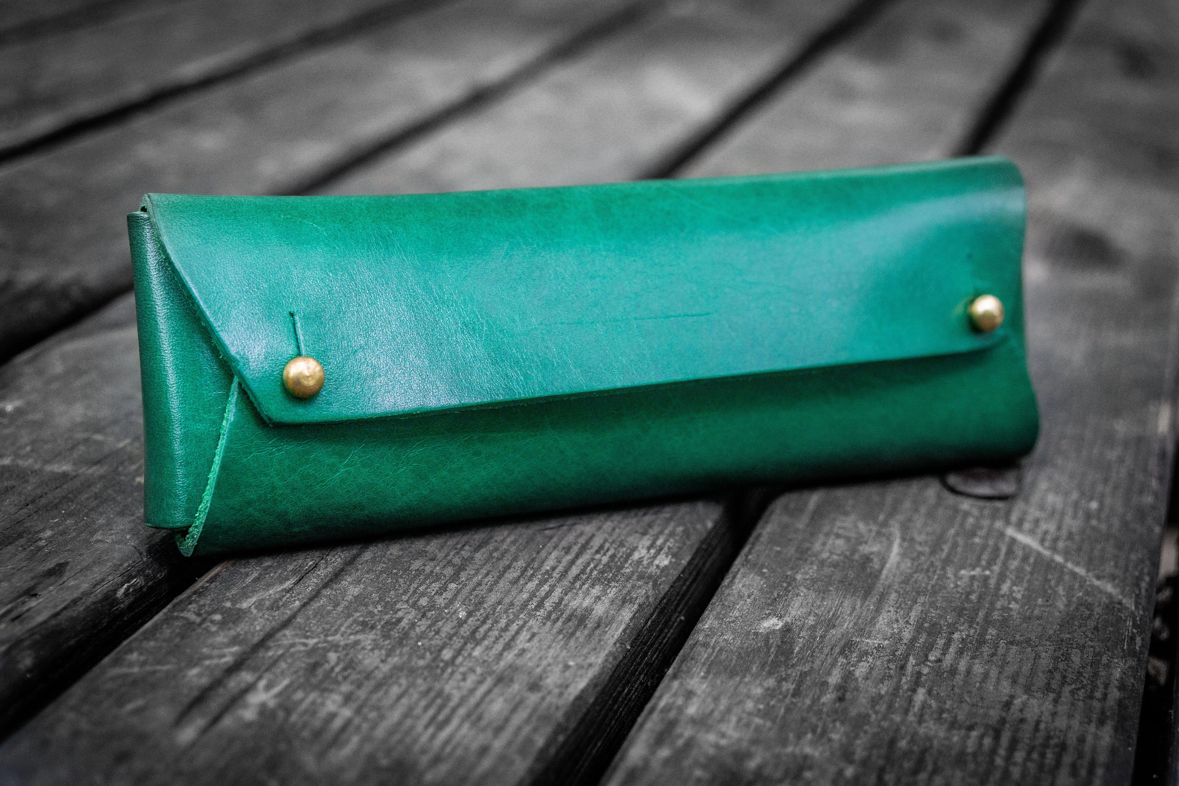 The Student Leather Pencil Case - Green