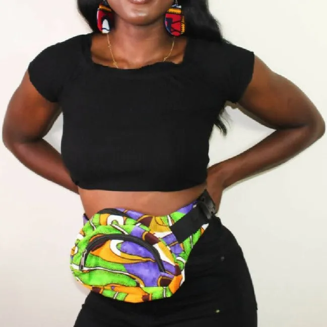 The Yoruba Shop Colourful Ankara Print Bum Bag / Waist Bag - Handsfree Style, Express Shipping Available