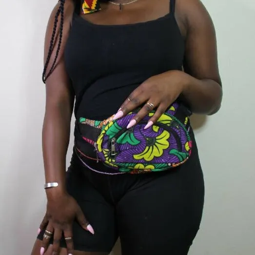 The Yoruba Shop Colourful Ankara Print Bum Bag / Waist Bag - Handsfree Style, Express Shipping Available