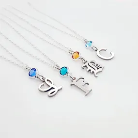 Tiny letter necklace with an optional Birthstone - CG524N.