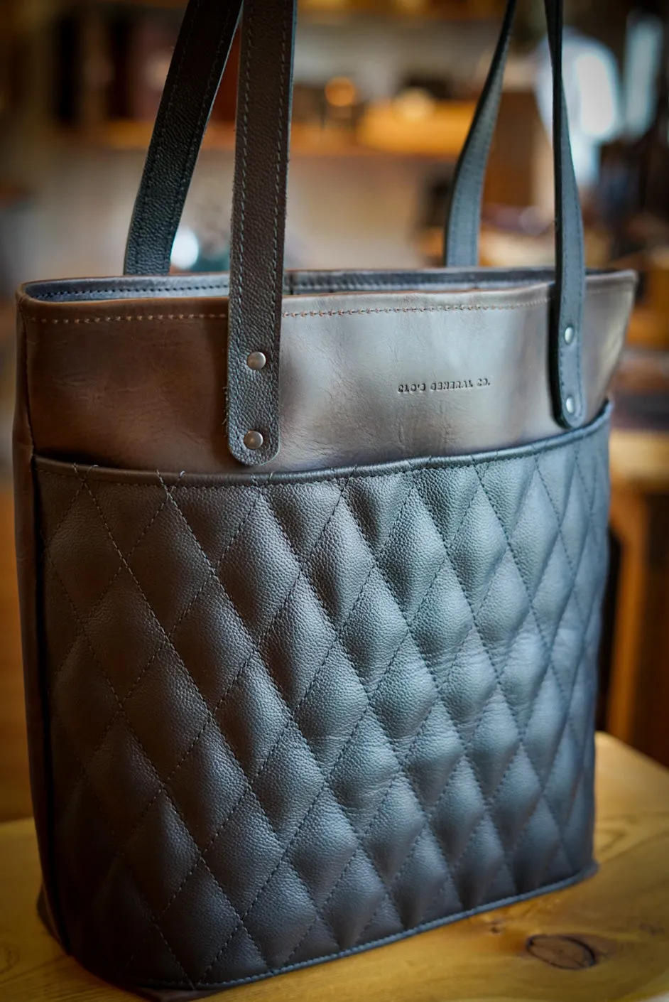 Tote Bag (Diamond Stitch: Espresso Brown/Pebbled Black)