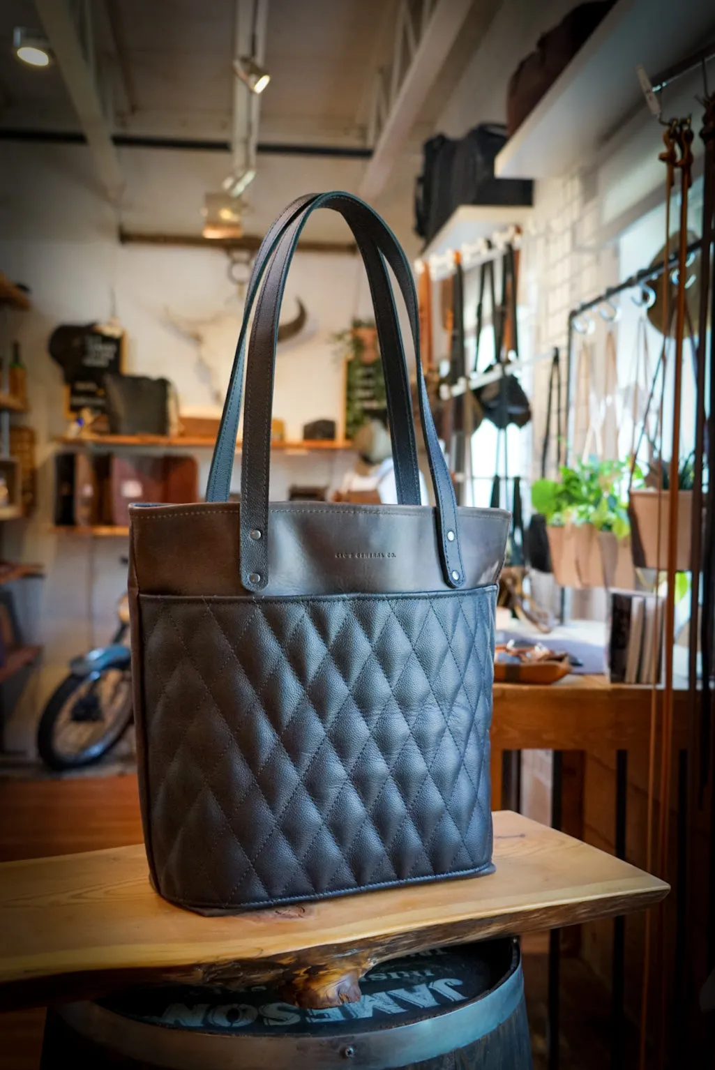 Tote Bag (Diamond Stitch: Espresso Brown/Pebbled Black)