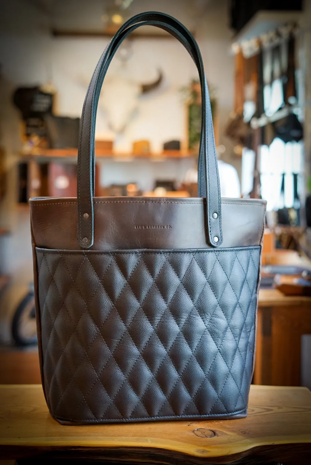 Tote Bag (Diamond Stitch: Espresso Brown/Pebbled Black)