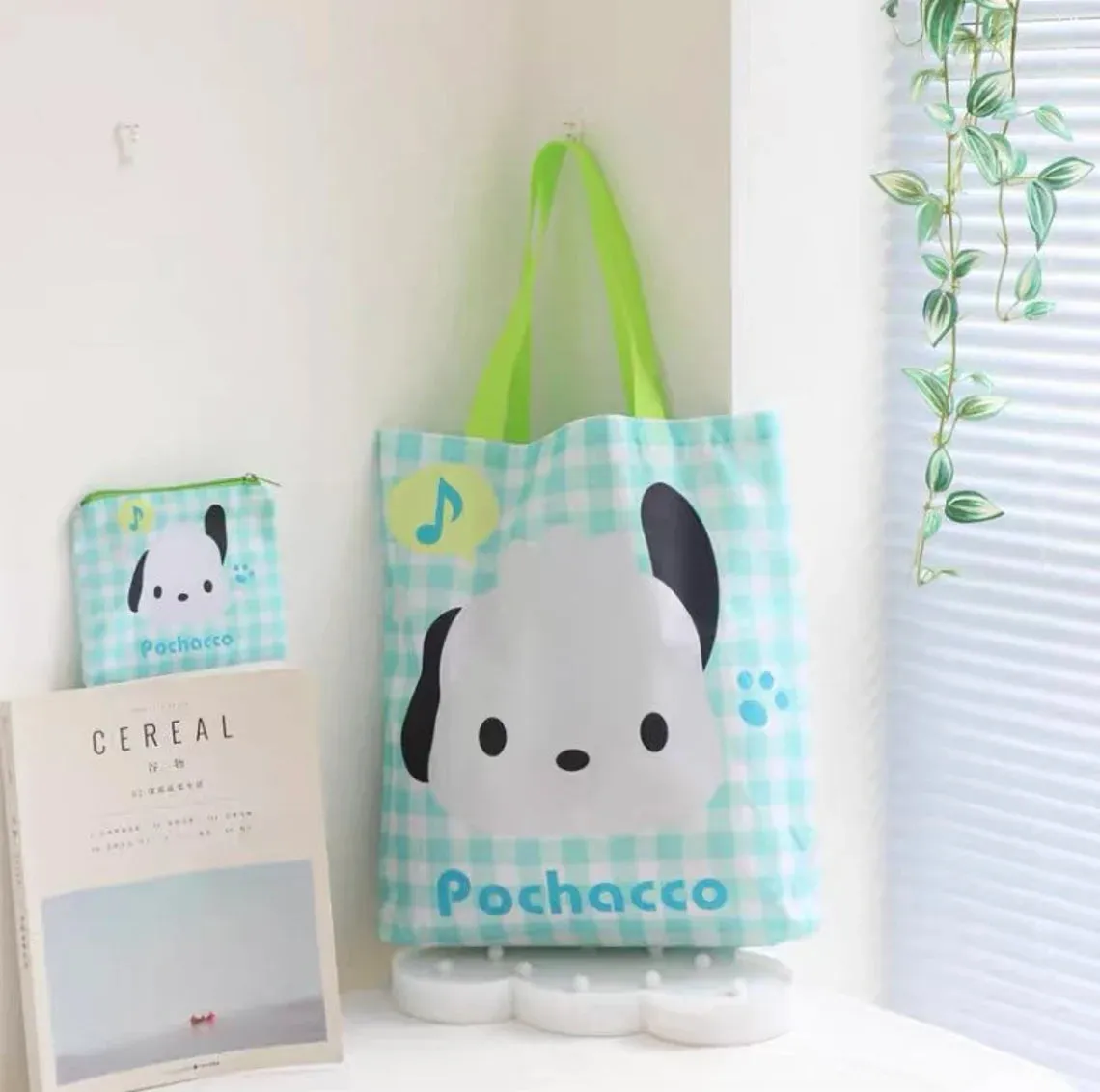 Tote Bag with Pouch Pocket Kuromi KeroKeroKeroppi Pochacco Bad Badtz Maru