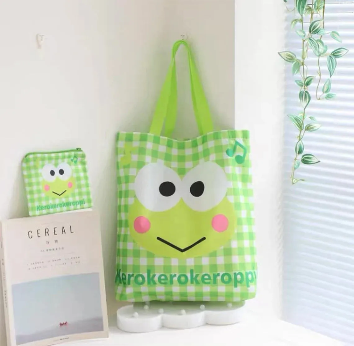 Tote Bag with Pouch Pocket Kuromi KeroKeroKeroppi Pochacco Bad Badtz Maru