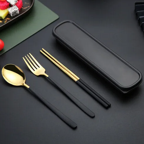 Travel Utensil Set, Portable Traveling, Fork, Spoon, Chopsticks, Cutlery Set, Reusable Utensils,  Plastic Free, Camping, Case, Eco Friendly