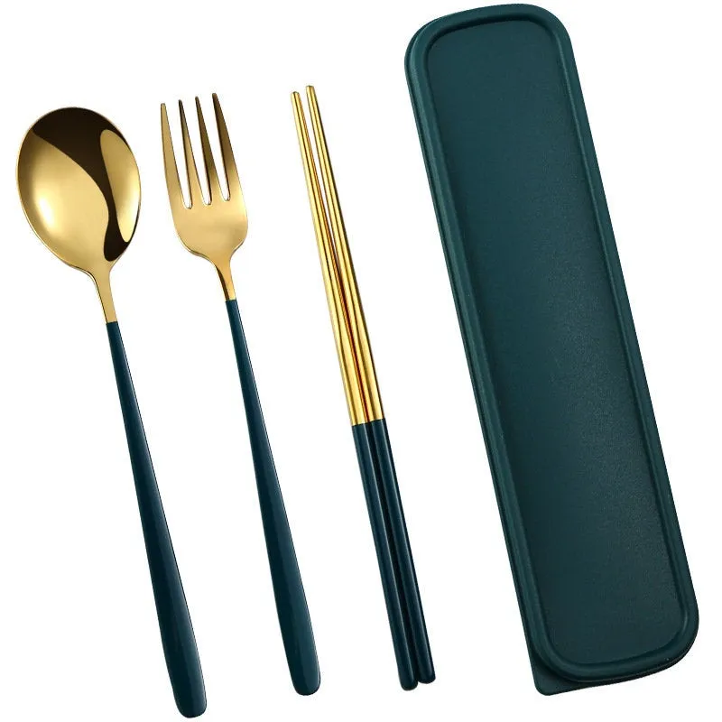 Travel Utensil Set, Portable Traveling, Fork, Spoon, Chopsticks, Cutlery Set, Reusable Utensils,  Plastic Free, Camping, Case, Eco Friendly