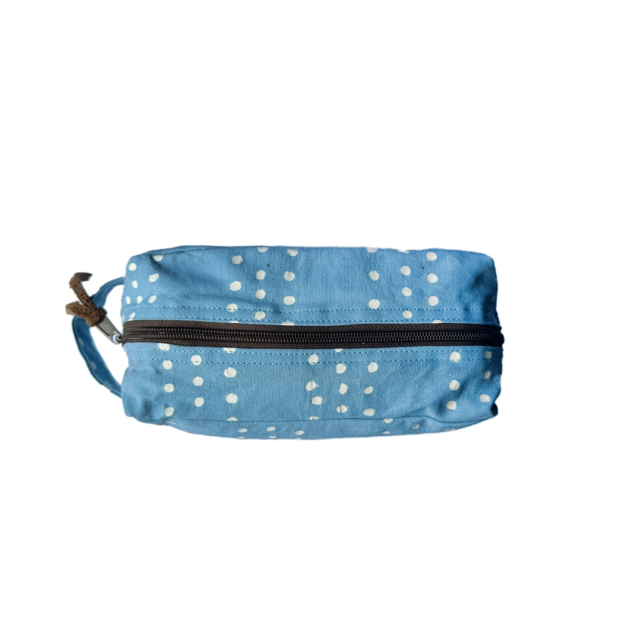 Tribal Cloth Indigo Light Blue Dots Travel Pouch