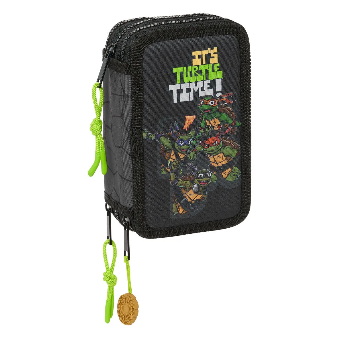 Triple Pencil Case Teenage Mutant Ninja Turtles Black Grey 12,5 x 19,5 x 5,5 cm 36 Pieces