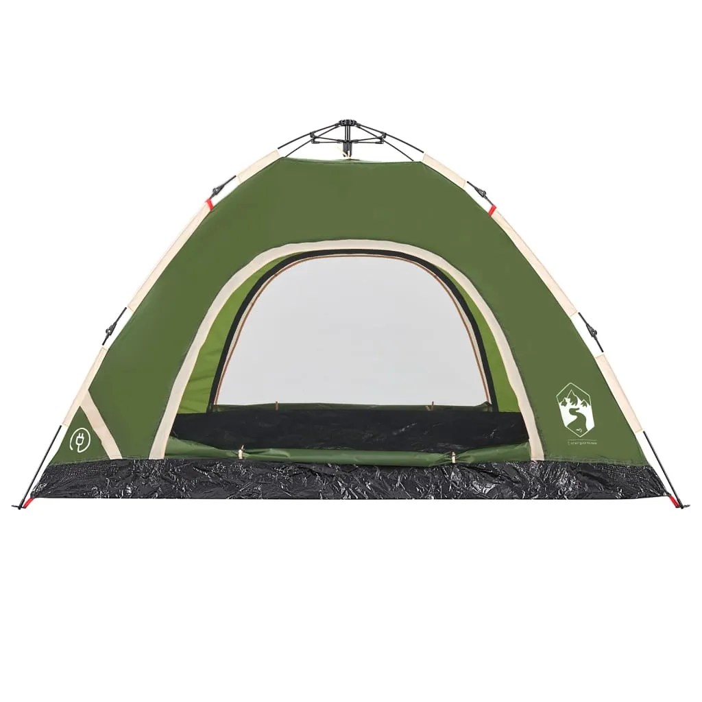 vidaXL Camping Tent 4-Person Green Quick Release