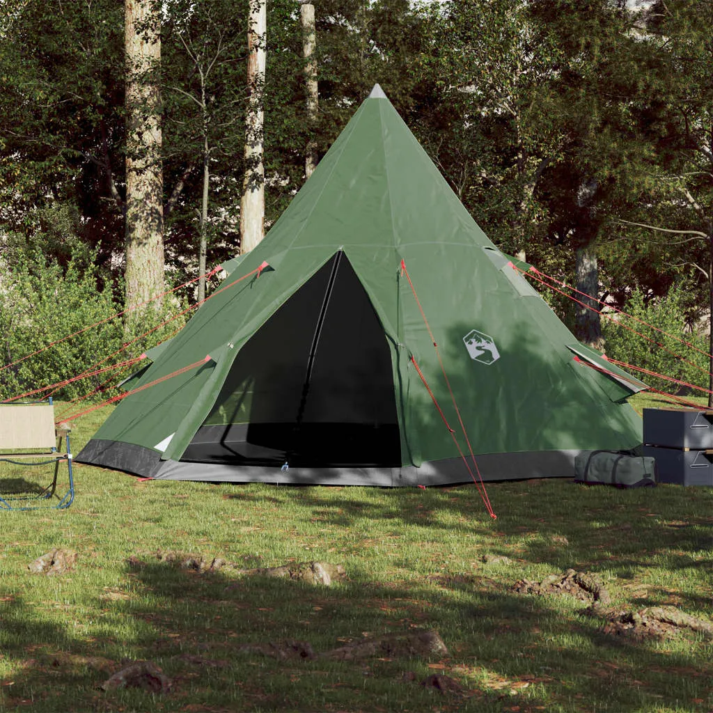 vidaXL Camping Tent Tipi 4-Person Green Waterproof