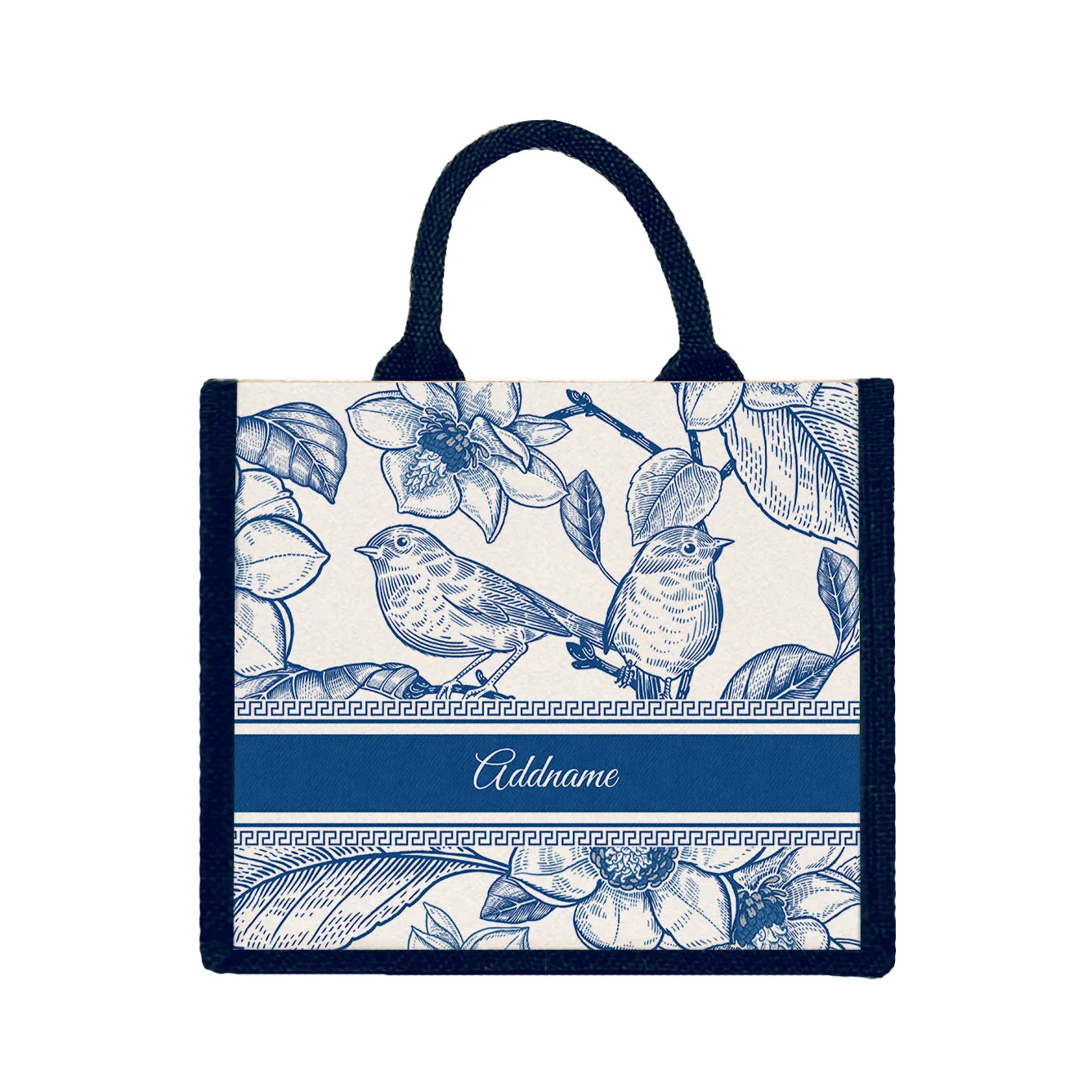 Vintage Birds Artline Series Jute Tote Bag [FREE Custom Add Name]