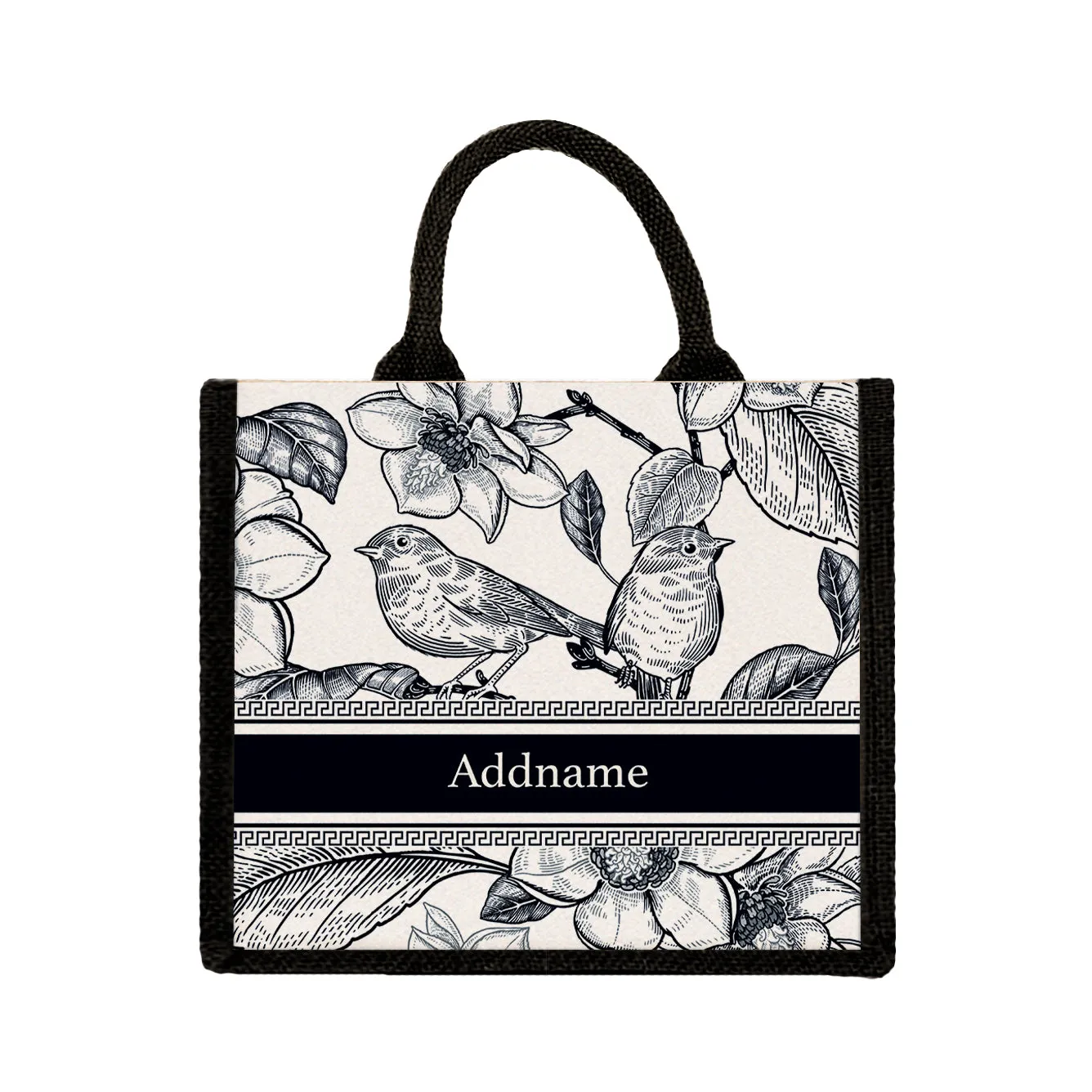 Vintage Birds Artline Series Jute Tote Bag [FREE Custom Add Name]