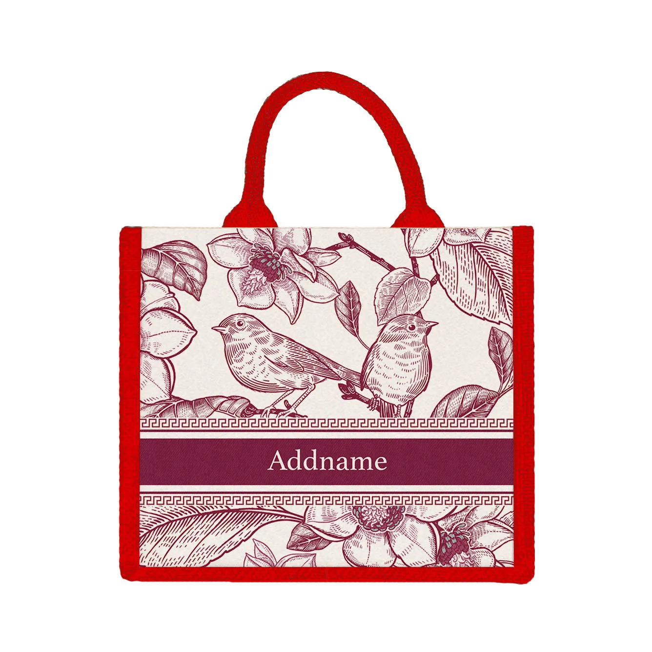 Vintage Birds Artline Series Jute Tote Bag [FREE Custom Add Name]