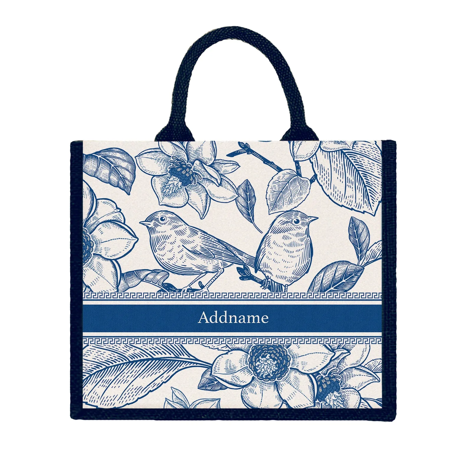 Vintage Birds Artline Series Jute Tote Bag [FREE Custom Add Name]