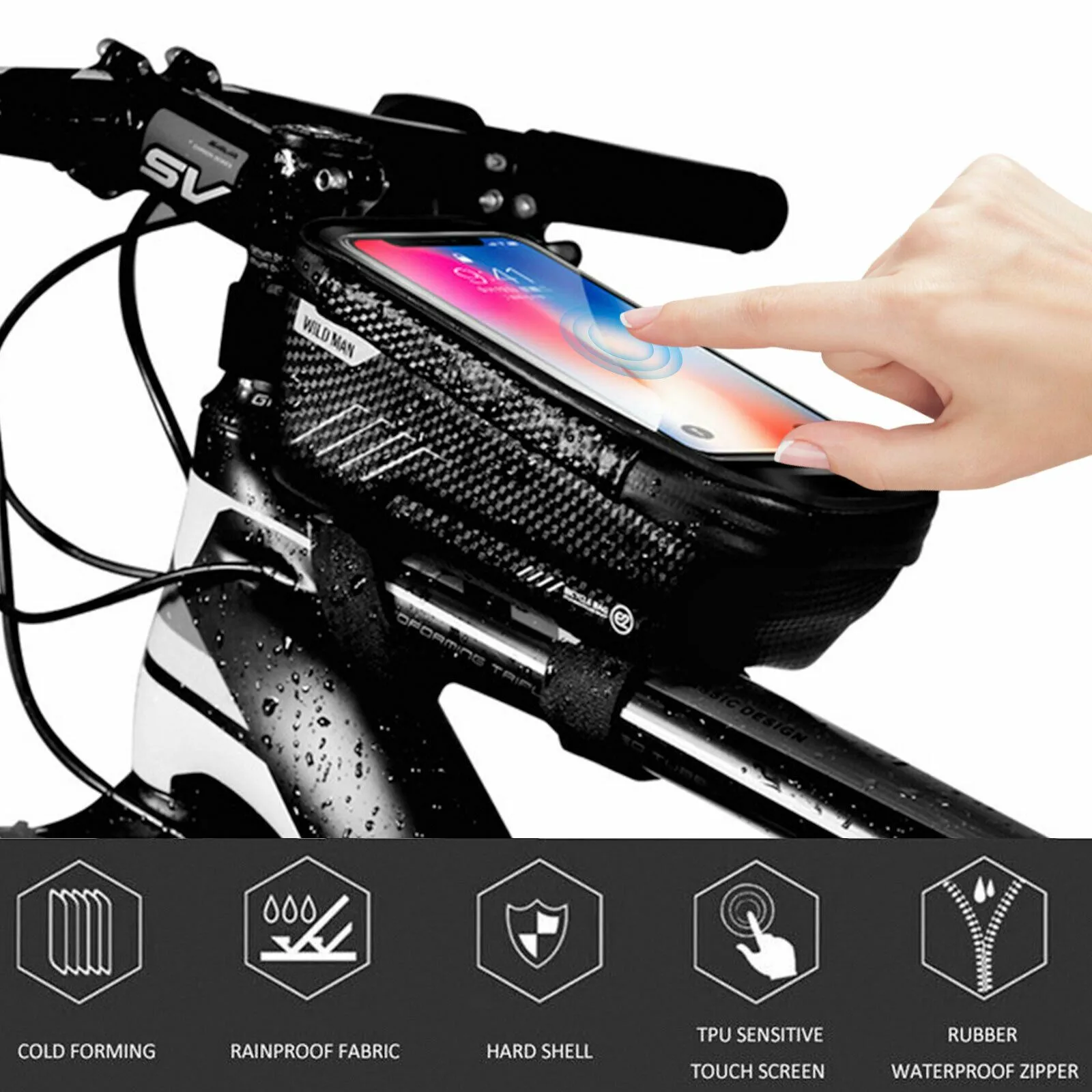 WildWheelZ™ Waterproof Bike Cell Phone Case Bag Holder | Motorcyle Cycling Handlebar Mount