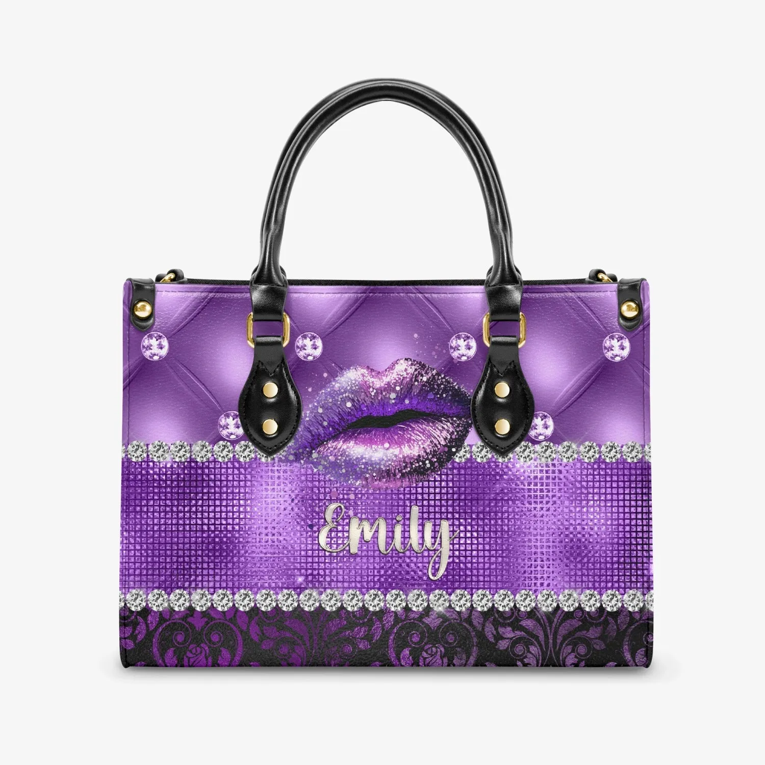 Women's Tote Bag - Purple Tuft and Damask, Lips, Personalised