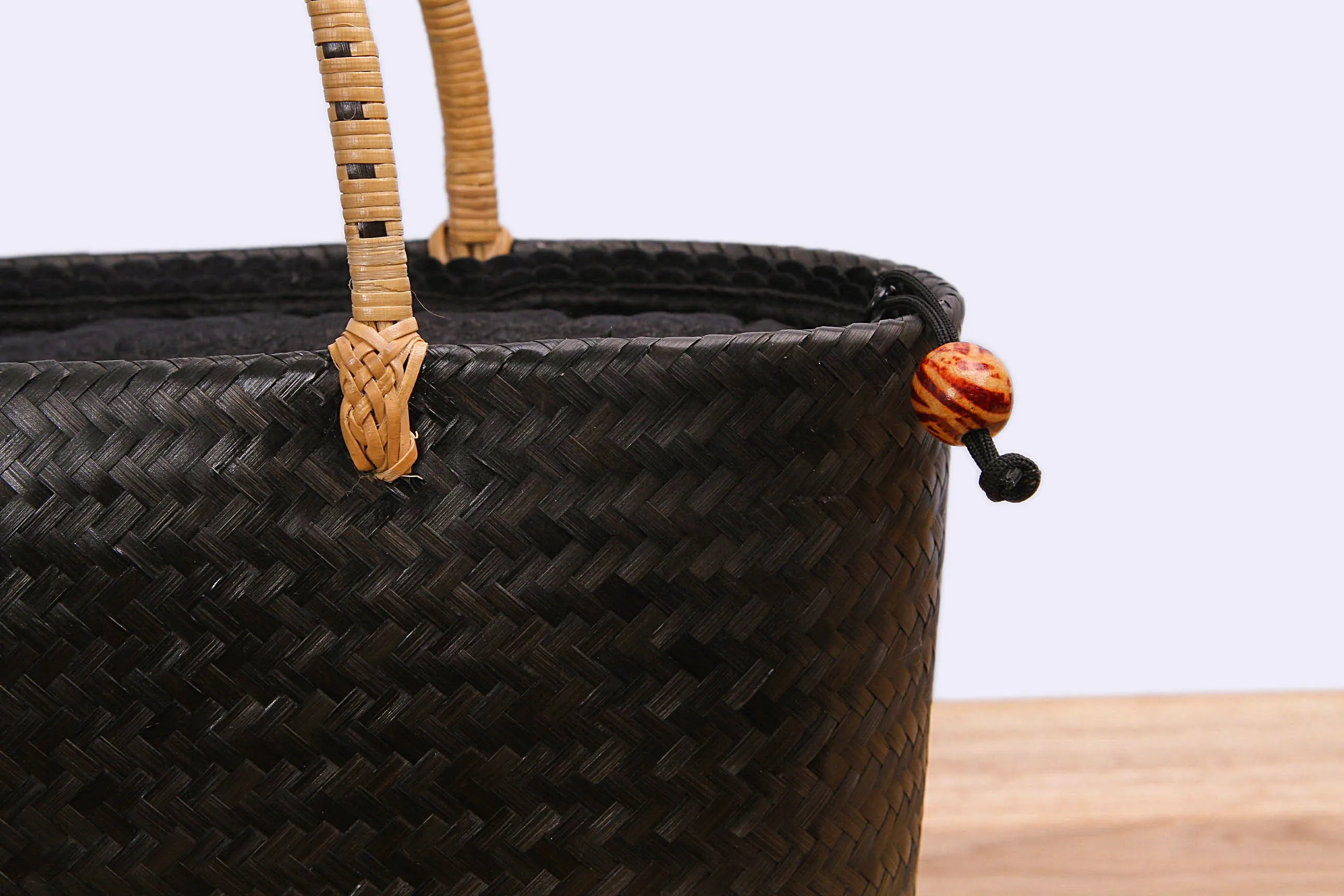 Woven bamboo handbag